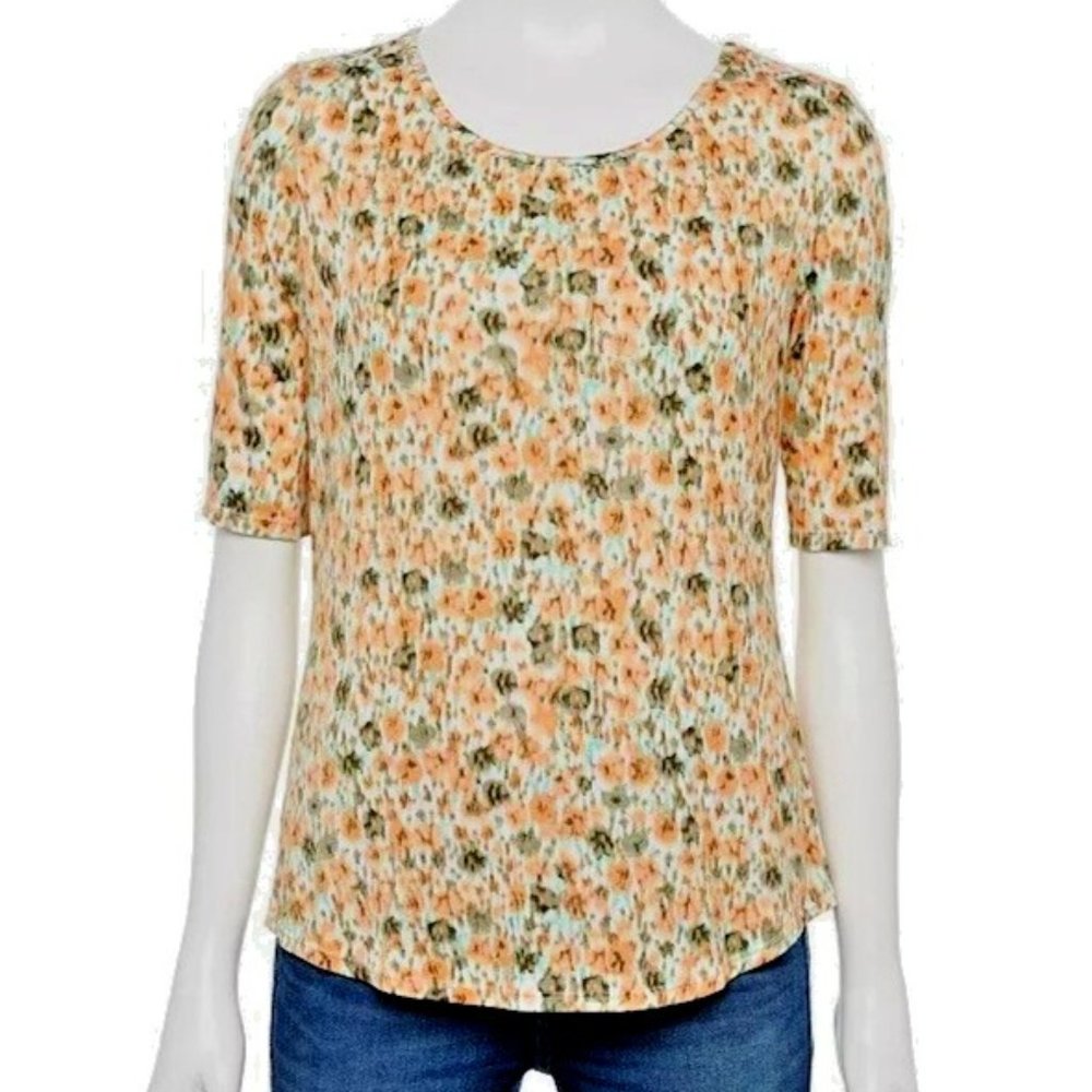 NEW Apt. 9 Elbow Sleeve Tee, Women's Petite Size: PXXL, Lt Orange